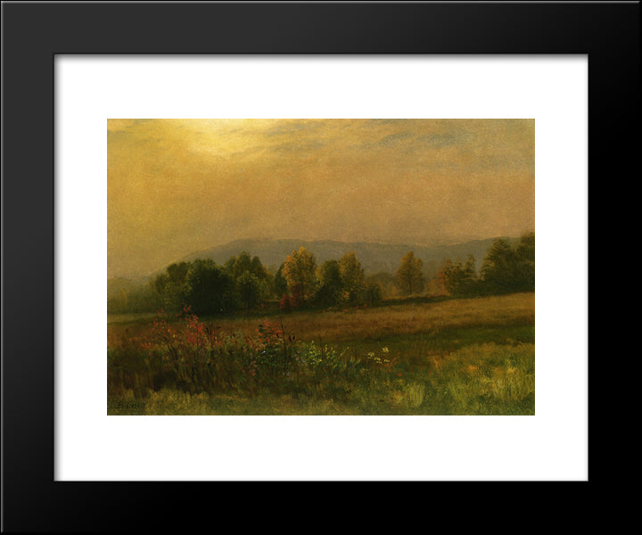 New England Landscape 20x24 Black Modern Wood Framed Art Print Poster by Bierstadt, Albert