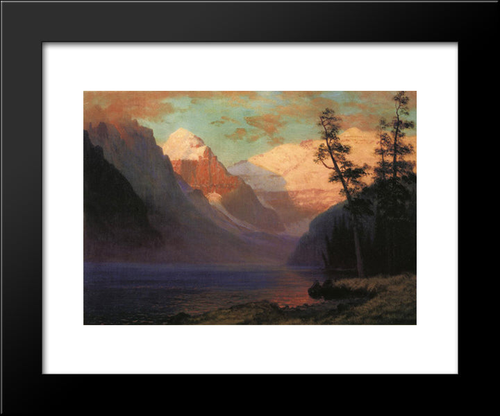 Evening Glow, Lake Louise 20x24 Black Modern Wood Framed Art Print Poster by Bierstadt, Albert