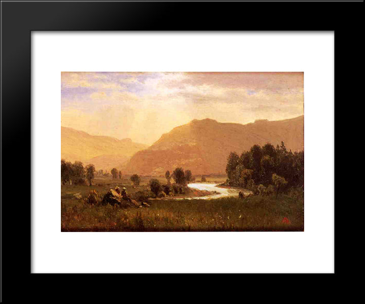Figures In A Hudson River Landscape 20x24 Black Modern Wood Framed Art Print Poster by Bierstadt, Albert