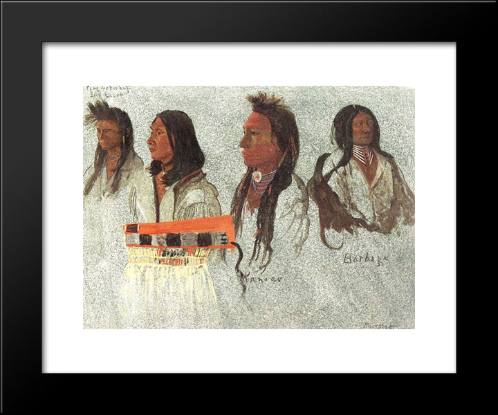 Four Indians 20x24 Black Modern Wood Framed Art Print Poster by Bierstadt, Albert