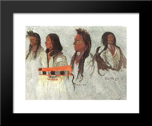 Four Indians 20x24 Black Modern Wood Framed Art Print Poster by Bierstadt, Albert