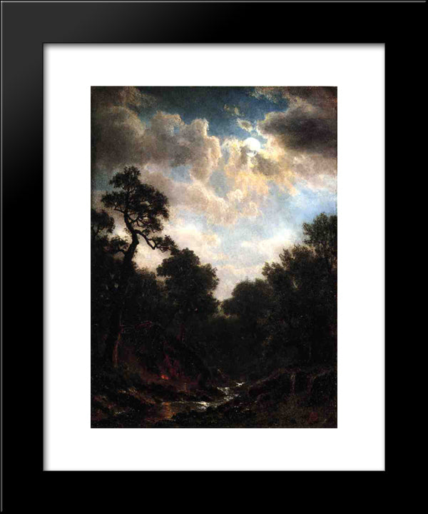 Moonlit Landscape 20x24 Black Modern Wood Framed Art Print Poster by Bierstadt, Albert
