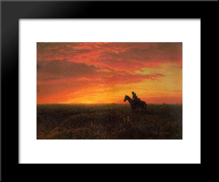 On The Plains, Sunset 20x24 Black Modern Wood Framed Art Print Poster by Bierstadt, Albert