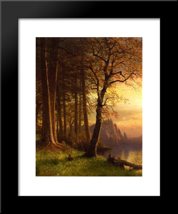 Sunset In California Yosemite 20x24 Black Modern Wood Framed Art Print Poster by Bierstadt, Albert