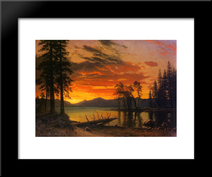 Sunset Over The River 20x24 Black Modern Wood Framed Art Print Poster by Bierstadt, Albert