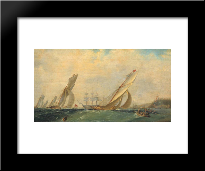 Frigate On A Sea 20x24 Black Modern Wood Framed Art Print Poster by Aivazovsky, Ivan
