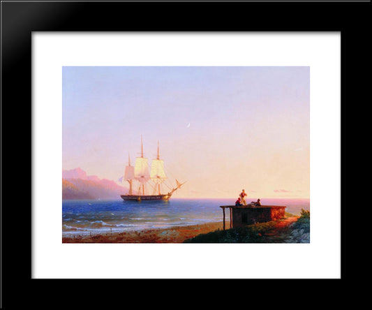Frigate Under Sails 20x24 Black Modern Wood Framed Art Print Poster by Aivazovsky, Ivan