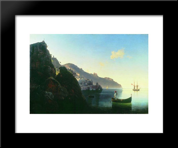 The Coast At Amalfi 20x24 Black Modern Wood Framed Art Print Poster by Aivazovsky, Ivan