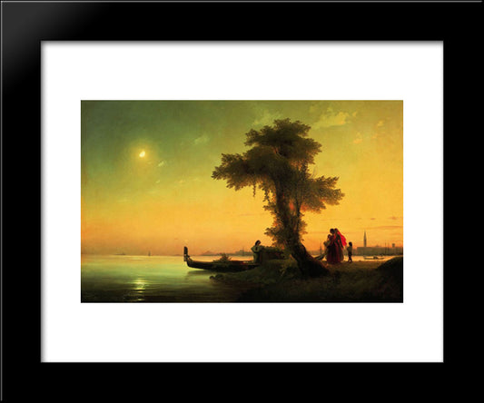 View On Lagoon Of Venice 20x24 Black Modern Wood Framed Art Print Poster by Aivazovsky, Ivan