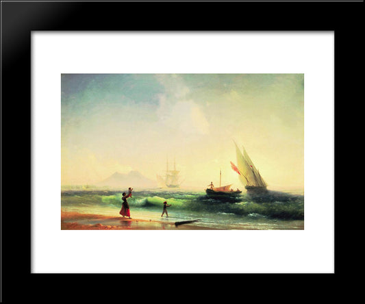 Meeting Of A Fishermen On Coast Of The Bay Of Naples 20x24 Black Modern Wood Framed Art Print Poster by Aivazovsky, Ivan