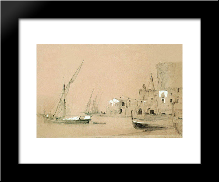 Sorrento. Sea View 20x24 Black Modern Wood Framed Art Print Poster by Aivazovsky, Ivan