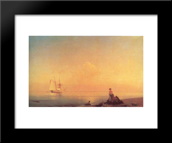 Seashore 20x24 Black Modern Wood Framed Art Print Poster by Aivazovsky, Ivan