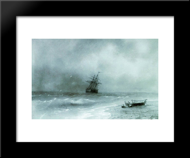 Rough Sea 20x24 Black Modern Wood Framed Art Print Poster by Aivazovsky, Ivan