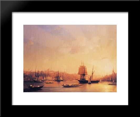 Dusk On The Golden Horn 20x24 Black Modern Wood Framed Art Print Poster by Aivazovsky, Ivan