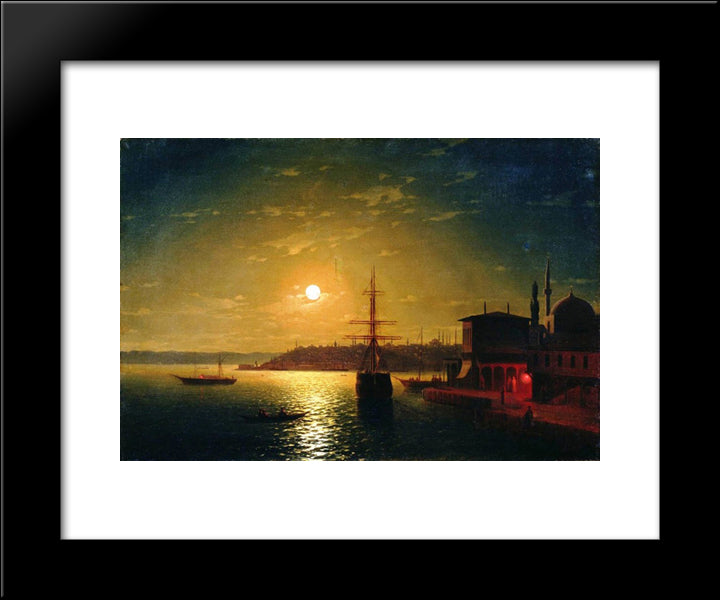 The Bay Golden Horn 20x24 Black Modern Wood Framed Art Print Poster by Aivazovsky, Ivan