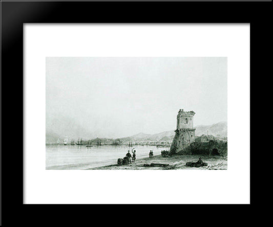 The Tower Of Genoa 20x24 Black Modern Wood Framed Art Print Poster by Aivazovsky, Ivan