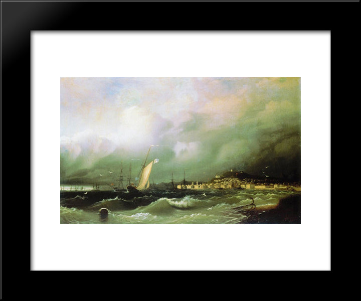 View Of Feodosiya 20x24 Black Modern Wood Framed Art Print Poster by Aivazovsky, Ivan