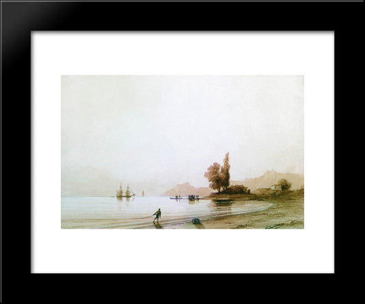 View On Rocky Coast 20x24 Black Modern Wood Framed Art Print Poster by Aivazovsky, Ivan