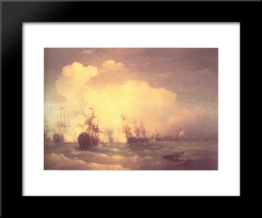Sea Buttle Near Revel 20x24 Black Modern Wood Framed Art Print Poster by Aivazovsky, Ivan