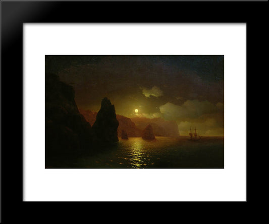 The Monastery Of George. Cape Fiolent 20x24 Black Modern Wood Framed Art Print Poster by Aivazovsky, Ivan