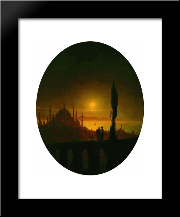 Moonlit Night Beside The Sea 20x24 Black Modern Wood Framed Art Print Poster by Aivazovsky, Ivan