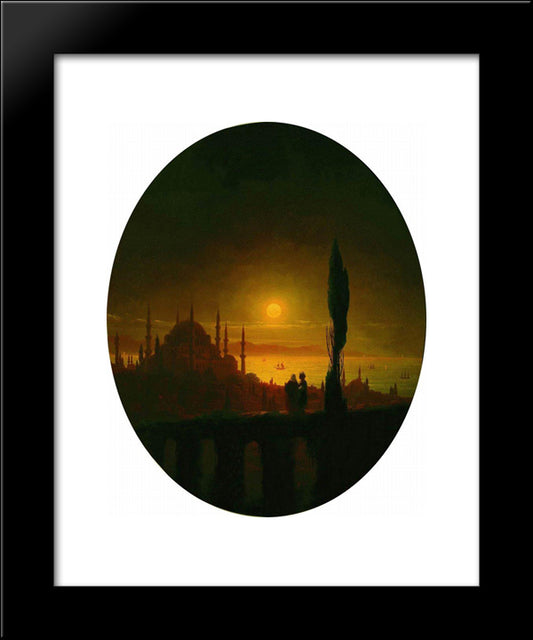 Moonlit Night Beside The Sea 20x24 Black Modern Wood Framed Art Print Poster by Aivazovsky, Ivan