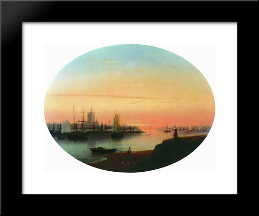 Smolny Convent Sunseat 20x24 Black Modern Wood Framed Art Print Poster by Aivazovsky, Ivan