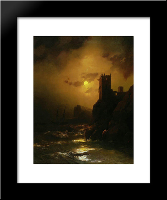 Tower. Shipwreck 20x24 Black Modern Wood Framed Art Print Poster by Aivazovsky, Ivan