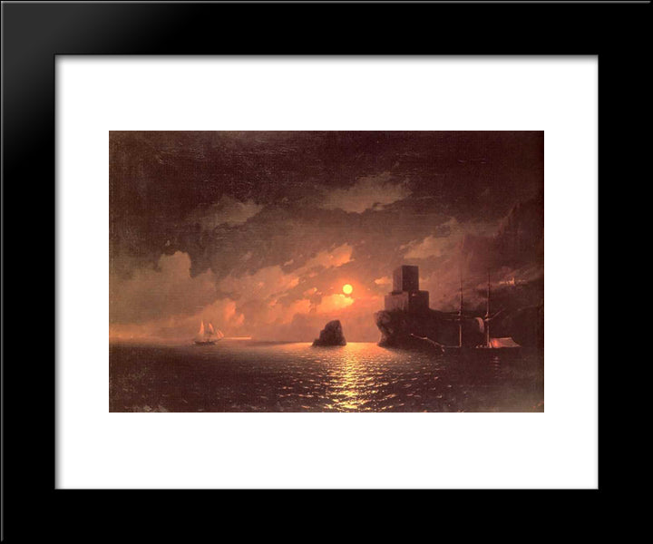 Lunar Night 20x24 Black Modern Wood Framed Art Print Poster by Aivazovsky, Ivan