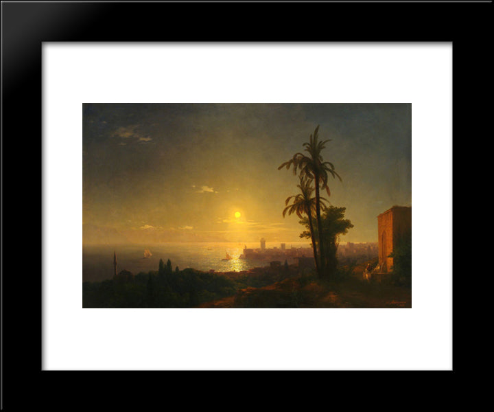 Night At The Rodos Island 20x24 Black Modern Wood Framed Art Print Poster by Aivazovsky, Ivan