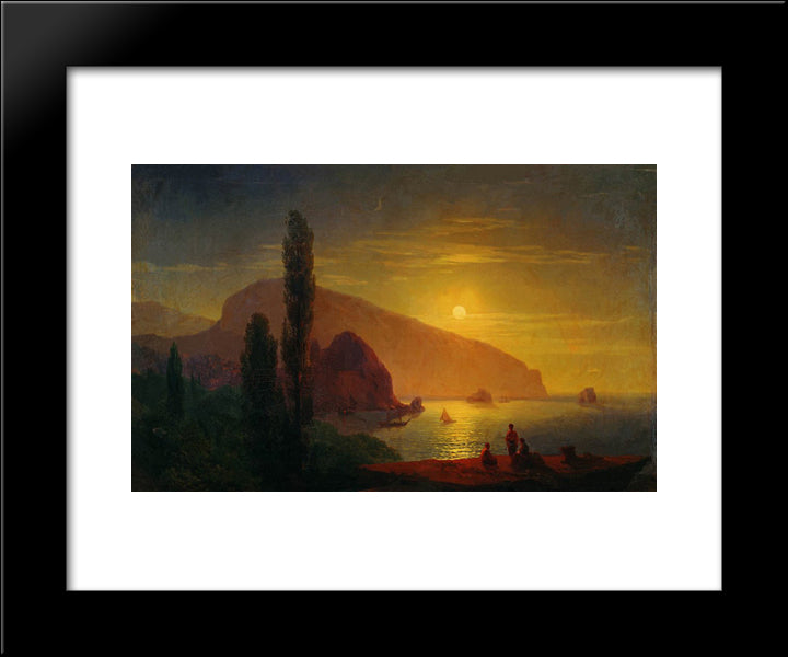 Night In The Crimea. View Of Ayu-Dag 20x24 Black Modern Wood Framed Art Print Poster by Aivazovsky, Ivan