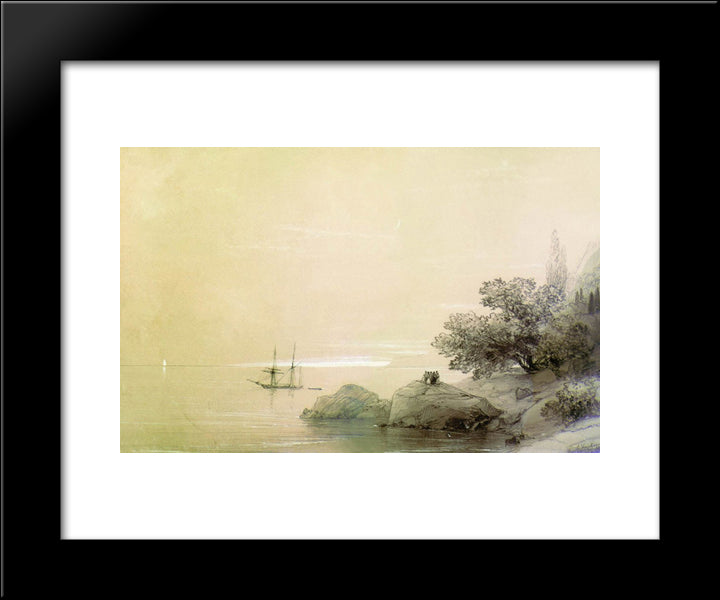 Sea Against A Rocky Shore 20x24 Black Modern Wood Framed Art Print Poster by Aivazovsky, Ivan