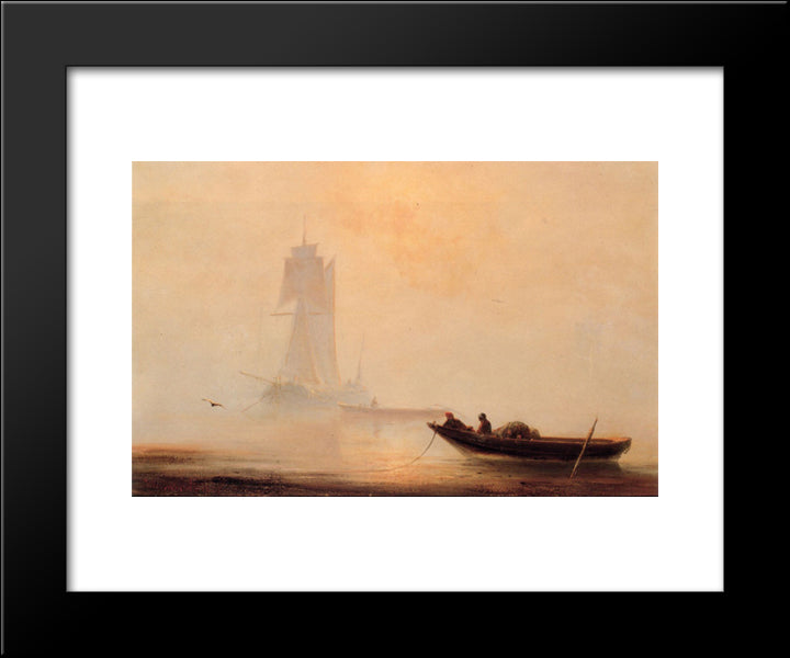 Fishing Boats In A Harbor 20x24 Black Modern Wood Framed Art Print Poster by Aivazovsky, Ivan