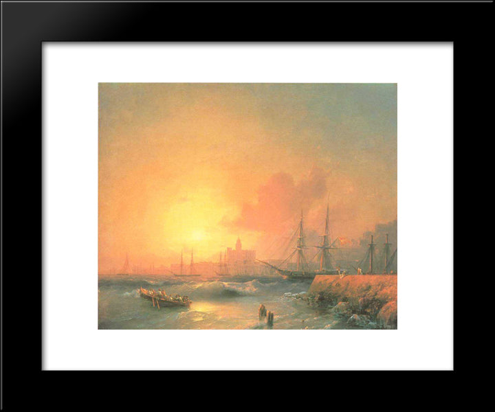 Malaga 20x24 Black Modern Wood Framed Art Print Poster by Aivazovsky, Ivan