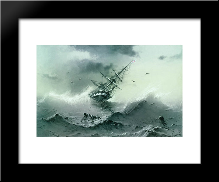 Shipwreck 20x24 Black Modern Wood Framed Art Print Poster by Aivazovsky, Ivan