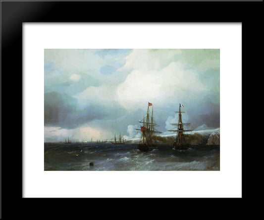 The Capture Of Sevastopol 20x24 Black Modern Wood Framed Art Print Poster by Aivazovsky, Ivan