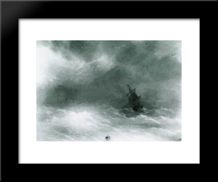 Strong Wind 20x24 Black Modern Wood Framed Art Print Poster by Aivazovsky, Ivan