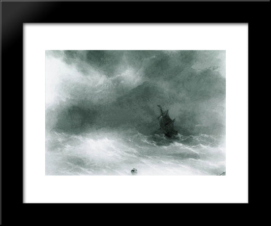 Strong Wind 20x24 Black Modern Wood Framed Art Print Poster by Aivazovsky, Ivan