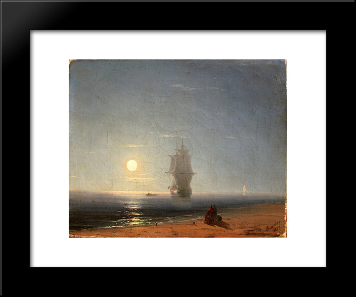 Lunar Night 20x24 Black Modern Wood Framed Art Print Poster by Aivazovsky, Ivan