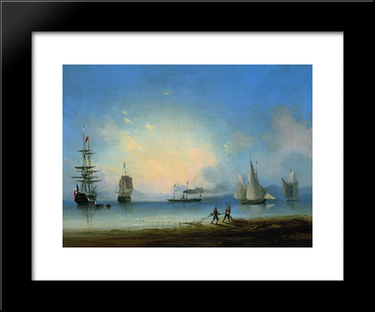 Russian And French Frigates 20x24 Black Modern Wood Framed Art Print Poster by Aivazovsky, Ivan