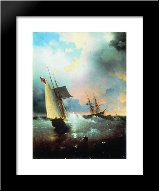 Sailboat 20x24 Black Modern Wood Framed Art Print Poster by Aivazovsky, Ivan