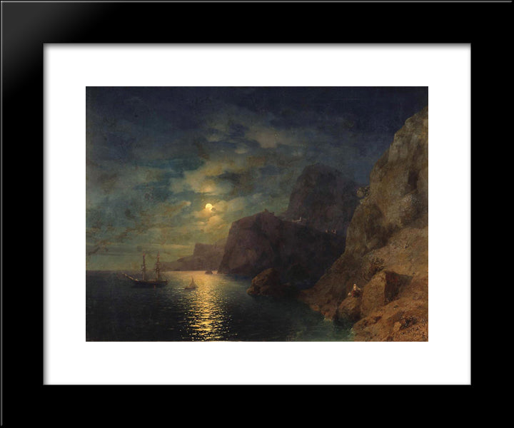 Sea At Night 20x24 Black Modern Wood Framed Art Print Poster by Aivazovsky, Ivan