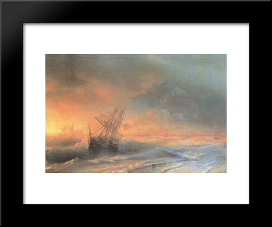 Tempest Above Evpatoriya 20x24 Black Modern Wood Framed Art Print Poster by Aivazovsky, Ivan