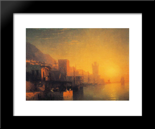 The Island Of Rhodes 20x24 Black Modern Wood Framed Art Print Poster by Aivazovsky, Ivan