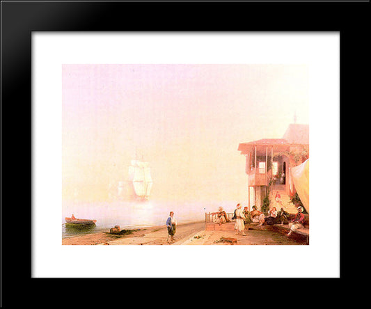 Embankment Of Oriental Town 20x24 Black Modern Wood Framed Art Print Poster by Aivazovsky, Ivan