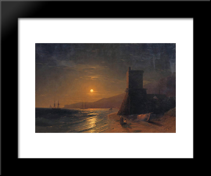 Lunar Night 20x24 Black Modern Wood Framed Art Print Poster by Aivazovsky, Ivan