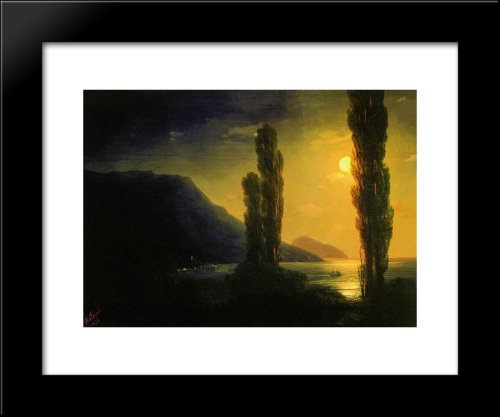 Moonlit Night Near Yalta 20x24 Black Modern Wood Framed Art Print Poster by Aivazovsky, Ivan