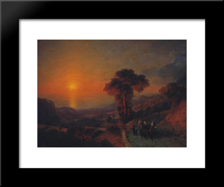 View Of The Sea From The Mountains At Sunset. Crimea 20x24 Black Modern Wood Framed Art Print Poster by Aivazovsky, Ivan