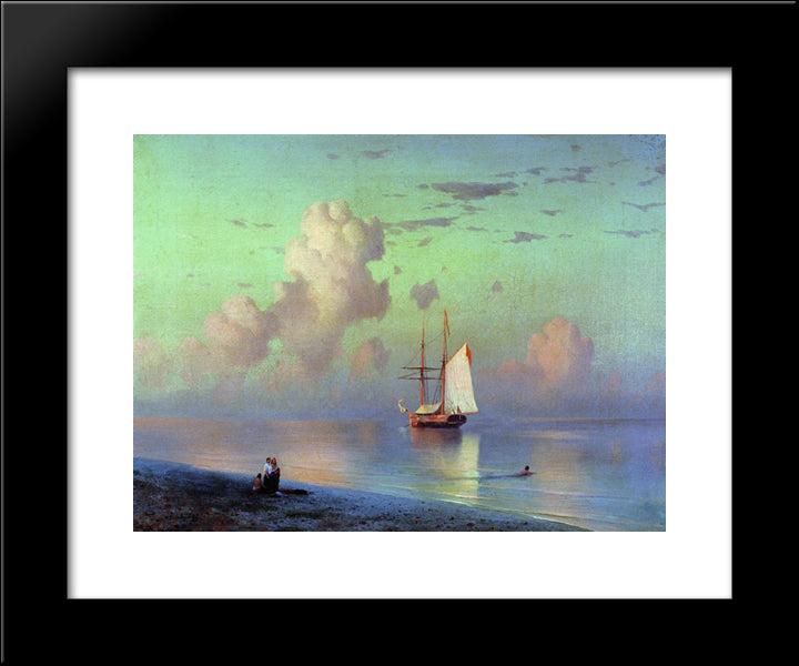 Sunset 20x24 Black Modern Wood Framed Art Print Poster by Aivazovsky, Ivan