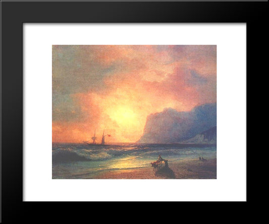 The Sunset On Sea 20x24 Black Modern Wood Framed Art Print Poster by Aivazovsky, Ivan